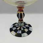 Mackenzie-childs Blooming Coupe Glass Gold Lustre Floral Hand Painted