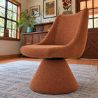 Mid Century Modern Swivel Dining Chairs Set Of 2 Upholstered Pedestal Base Mcm