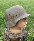 Original German Helmet M35   64 Wehrmacht Relic Of Battlefield Ww2 Numbers Se64