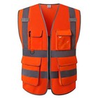  High Visibility Safety Vest - Multi Pockets Xx-large-3x-large Orange Mesh
