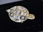 Vintage Brass Turtle Mother Of Pearl Inlay Shell Hinged Trinket Jewelry Box Made