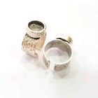 Hammered Ring Blank Setting Base Bezel Inlay Backs Cabochon Antique Silver 