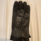 Women s Black Leather Tailored Gloves W  Metal Initial Logo Buckle