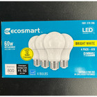 4pk Ecosmart 60w Led Light Bulb A19 Dimmable Bright White