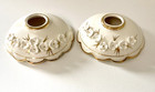 Pair Vintage Taper Candle Stick Holders Gold Accents Applied Flowers Japan 3 5 