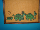 Vtg 70s Pin Ups Burlap Bulletin Board Mod Turtle Family 14x21  