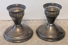 Pair Vintage 1940s Duchin Creations Sterling Silver Weighted Candleholders 