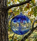 Olde English 5 1 2  Witch Ball Hand Blown Glass Cobalt Blue Ornament Yard Decor