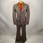 Vtg 60s 70s Allen Leisure Suit Men 42 Long Jacket Coat 34 32 Pants Western Disco