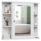 Wall-mounted Bathroom Medicine Cabinet With Mirror   6 Open Shelves  White