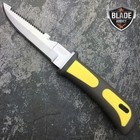 New 9  Yellow  Black Scuba Diving Knife W  Drop Point Blade   Leg Strap Sheath