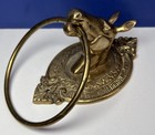 Vintage Brass Horse Head Towel Holder Ring Wall Mount Equestrian Mcm