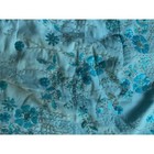 Vintage Light Blue Floral Beaded Sequin Mini Skirt High Rise Side Zip Lined