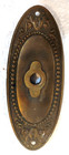 Pair Of Antique Art Nouveau Brass Bronze Oval Doorknob Backplates 2  X 5 1 4 