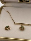 Vintage Felice 12k Gold Filled Emerald 16  Necklace  Earring Set New Old Stock