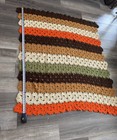 Afghan Crocheted Blanket In Five  Fall Colors Beautifully Made 57   x51   
