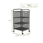 3-drawer Metal Mesh Rolling Storage Cart