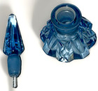 Art Deco Blue Cut Glass Perfume Bottle Miniature With Stopper And Dauber