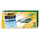 Bic Round Stic Grip Xtra Comfort Ballpoint Pen Green Ink 1 2mm Medium Dozen
