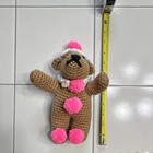 Handmade Crochet  Bear Stuffed Animal Plush  Small 6-14 In  Pom-pom Hat