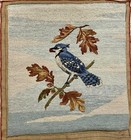 100  Wool Blue Jay Bird Hooked Needle Punched Finished Piece 18    X 19   