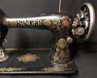 Antique Black Ornate Singer Sewing Machine - Sn G0604533 Model 66 Red Eye