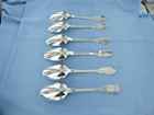 Antique Sterling Silver Set Of 6 Fiddle Thread   Shell  Soup Spoons  London 1825
