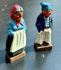 Vtg Folk Art Wood Carving Sailor And Wife Couple Signed Hanah Hannah   Figurine