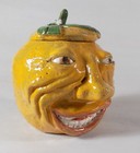 Happy Orange - Anthropomorphic Spice Jar  Fruit   Face Jug  Herbal Container