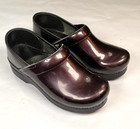 Dansko Professional Clogs Womens Sz 38  7 5-8 Dark Purple Leather Slip On Shoes
