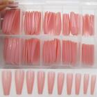 Colored Coffin Press On Nails Long Ballerina False Fake Nail Tips Full Cover
