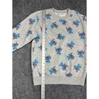 Disney Stitch Sweater Womens Small All Over Print Gray Crew Neck Sweatshirt
