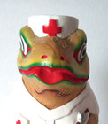 Vintage Folk Art 11  Tall Wood Carved Frog Red Cross Doctor Statue