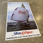 Vtg 1987 Budweiser Sailing American Cup Poster Seattle Wa Rare Beer Art Print