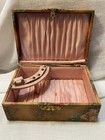 Antique Victorian Celluloid Jewelry Vanity Dresser Box W Roses   Pink Lining