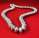 Vtg 26  Navajo Graduated Bench Bead Pearls Sterling Silver Necklace 60g Handmade