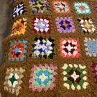 Vtg Handmade Granny Square Crocheted Afghan Throw Blanket Multicolor Roseanne