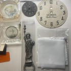 Vintage Junk Drawer Lot Ashtrays Bottle Opener Wooden Lighthouses Clock Faces