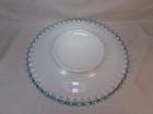 Vintage Fenton Blue Silver Crest Ruffled Edge Milk Glass Pedestal Platter Plate