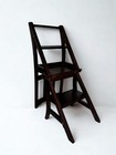 Vintage Wooden Folding Library Chair Ladder Stool Convertible Solid Wood