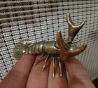 Vintage Style Solid Brass Copper Crawfish Figurine Statue For Home Garden Decor