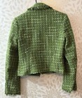 Vintage Debbie Shuchat Women   s 4 Green Tweed Fringe Wool Short Blazer Jacket