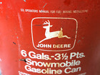 Vintage John Deere Snowmobile Gas Can  6 Gallon   3 1 2 Pints