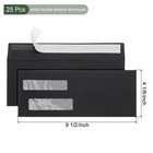 25 Pcs Double Window Envelopes  black  4 1 8 Inch X 9 1 2 Inch  