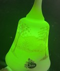 Vintage Fenton Uranium Custard Glass Bell Cabin Hand Painted Signed Paper Label