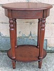 Vintage Oval Mahogany Wood Wooden 2 Tier End Accent Side Table Nightstand Shelf