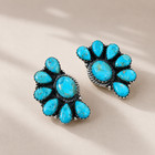 Natural Kingman Turquoise Southwestern Style 925 Silver Stud Earrings Jewelry