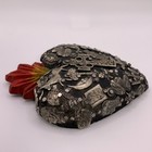 Vintage Wooden Mexican Milagros Sacred Heart Adorned W  Metal Charms Folk Art