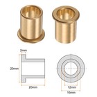 2pcs Flange Bearing Sleeve 12mm X 16mm X 20mm Bronze Self Lubricating Bushings