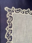 Lovely Antique Handmade Bobbin Lace   White Linen Handkerchief 10 